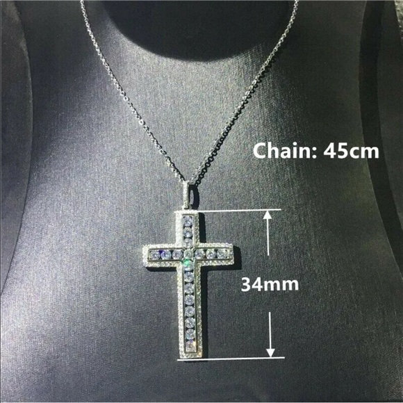 New Fashion Cross 925 Silver cubic Zircon Necklace Pendant Women - Picture 2 of 3